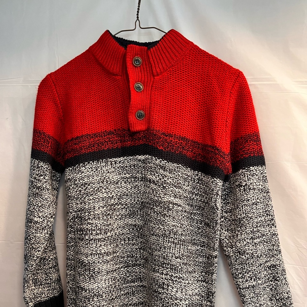 COPY - Boys sweater. Red and blue with 3 buttons